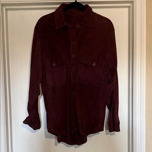 Burgundy Suede Button Down